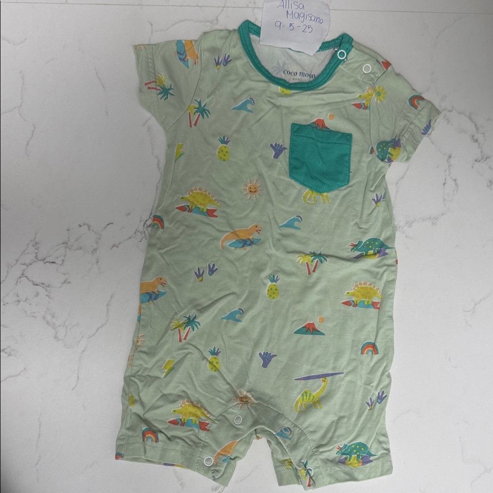 Green Dino Print Kids Bodysuit